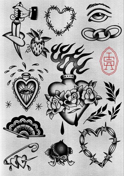 Traditional Style Tattoo Flash, Traditional Gap Filler, Tattoo Gap Filler Ideas, Gap Filler Tattoo Design, Desain Tattoo, Fancy Tattoo, Point Tattoo, Black Flash Tattoos, Filler Tattoo Designs