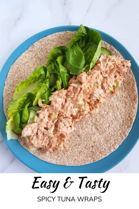 Tuna Wraps Recipes, Tuna Wraps, Healthy Cold Lunches, Tuna Lunch, Spicy Tuna Salad, Cucumber Basil, Tuna Wrap, Wraps Recipes Healthy, Canned Tuna Recipes