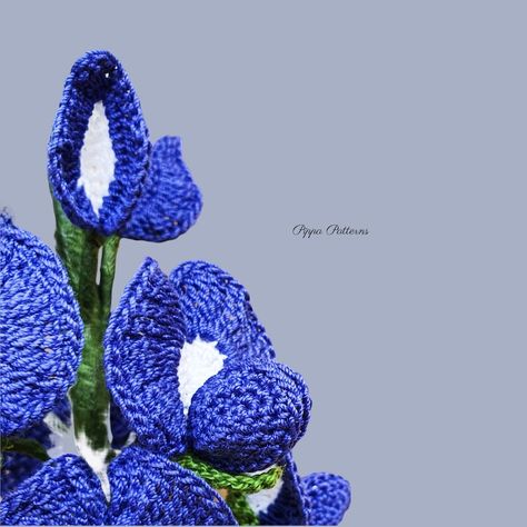 Crochet Bluebonnet Pattern Crochet Flower Pattern Photo Tutorial Crochet Pattern for Decor, Bouquets and Arrangements - Etsy Crochet Bluebonnet Free Pattern, Crochet Bluebonnet, Blue Bonnet Flower, Diy Mini Album Tutorial, Crochet Lily, Flowers At Home, Crochet Flower Pattern, Crochet Photo Props, Blue Bonnet