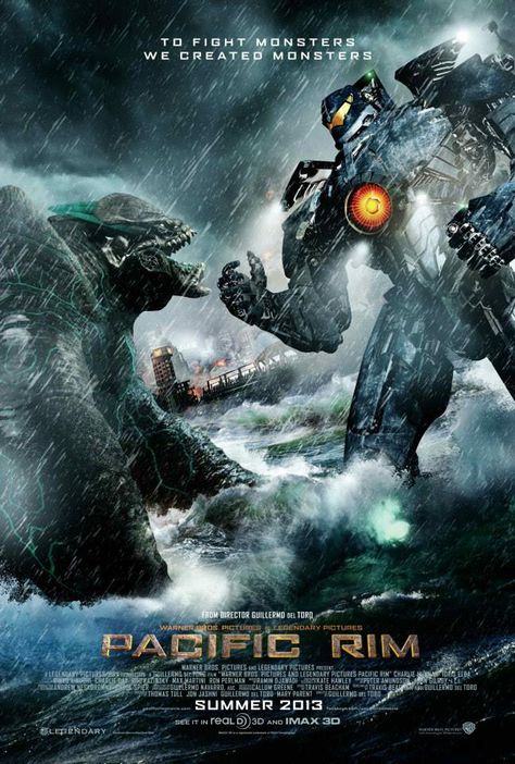 Pacific Rim Poster, Pacific Rim Movie, Giant Monster Movies, Pacific Rim Jaeger, Battle Robots, Giant Monsters, Kaiju Monsters, Cinema Posters, Pacific Rim