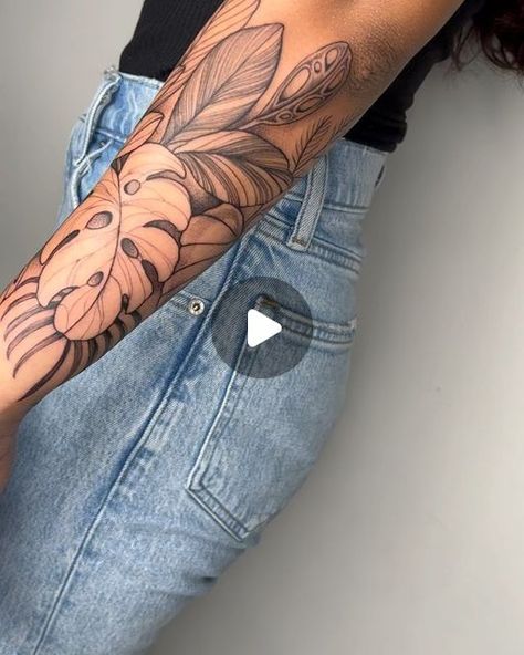 Tropical Leaves Tattoo, Leaves Tattoo, Tropical Leaves, Leaf Tattoos, Half Sleeve, A Couple, Tattoo Ideas, Tattoos, On Instagram