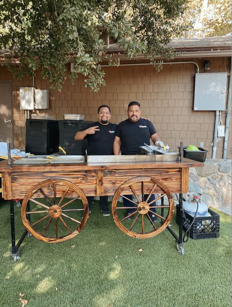 Crave a party with some Mexican flare? Let us cater your next wedding with mouthwatering guacamole, tacos and more! Our Mexican food catering services are sure to impress your guests. Plus, our wooden grill will add a touch of charm to your wedding aesthetic. Contact us at (949)891-5313 or visit us at tacocateringoc.com to start planning the perfect wedding catering menu for your celebration - it's almost wedding season, after all! 🎉🌮❤️ Taco Guy At Wedding, Wedding Street Tacos, Taco Stand Wedding, Mexican Catering Display, Taco Catering Set Up, Taco Truck Wedding, Mexican Wedding Foods, Taco Bar Catering, Guacamole Tacos