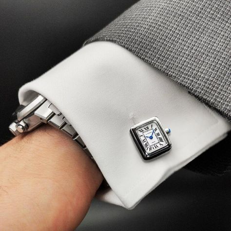 fully functional miniature luxury watches tell time and date at the shirt's cufflinks Watch Cufflinks, London Design Festival, Artistic Installation, Blue Backdrops, Learning Design, Hanging Garden, London Design, Watch Model, Travel Case