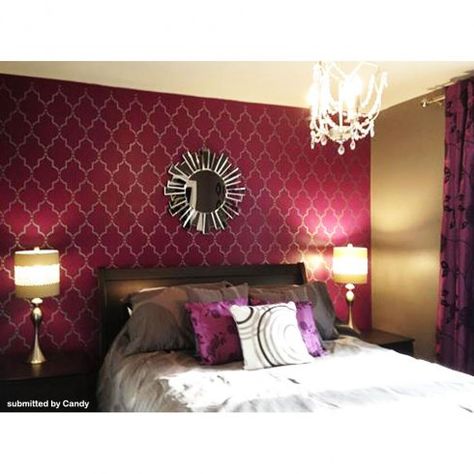 2-marrakech-trellis-wall-stencil-DIY-home-decor Textured Walls For Bedroom, Bedroom Wall Stencil Design, Bedroom Texture Wall Design, Bedroom Texture Paint Wall, Textured Walls Bedroom, Stencil On Wall, Wall Texture Design Bedrooms, Bedroom Wall Stencil, Textured Wall Paint Designs