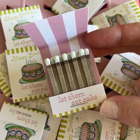 Adorable matchbook perfect for your bestie’s birthday! Add some flair when you light those candles 🎂 Made in the USA (by hand in our studio!) 20 matches per book Match stems are made from 100% recycled paperboard Due to postal safety regulations, this product can only ship via ground service to addresses within the contiguous United States. Wedding Favor Matches Display, Matchbook Design Wedding, Custom Matchbooks Birthday, Cool Wedding Favors, Matchbooks Wedding, Matchbox Design, Custom Matchbooks, Match Books, Vintage Birthday Parties