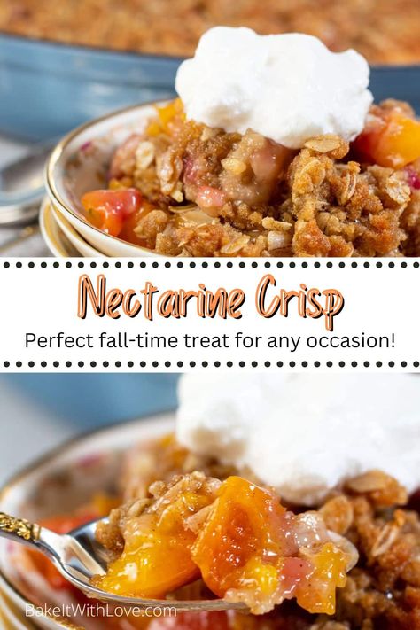 Nectarine Recipes Healthy, Optavia Program, Nectarine Dessert, Oatmeal Streusel Topping, Nectarine Crumble, Nectarine Crisp, Apple Cake Recipe Easy, Cherry Pie Filling Recipes, Nectarine Recipes