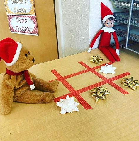 Tic tac toe who will get 3 in a row? #elfontheshelf #christmas #teachersofig #teachersofinstagram #iteachtoo #elf #beaniebabies #bow Elf On The Shelves, Elf Mischief, Elf Shelf, Amazing Husband, Awesome Elf On The Shelf Ideas, Elf Magic, Xmas Elf, Elf Antics, Elf Fun