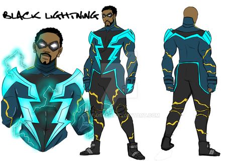 Black Lightning concept by Shy-Green Black Lightning Static Shock, Jefferson Pierce, Lightning Art, Superhero Suits, Arte Nerd, Concept Sketches, Black Comics, Comic Characters, Black Cartoon Characters