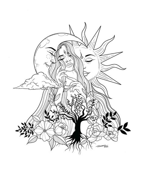 Hip Tattoos Women Unique, Tattoo Ticket, Goddess Tattoo, Drawing Eyes, 문신 디자인, Dope Tattoos, Simplistic Tattoos, Tattoo Design Drawings, Sun And Moon