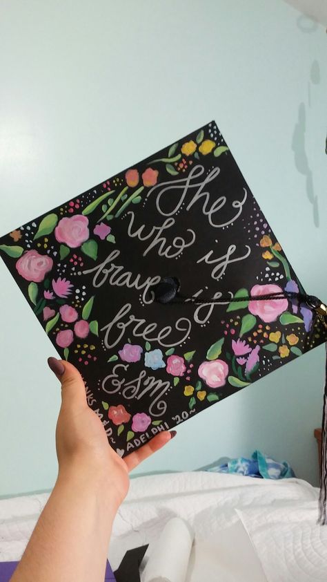 Graduation cap "She who is brave is free" Graduation Cap, Brave, Entertainment