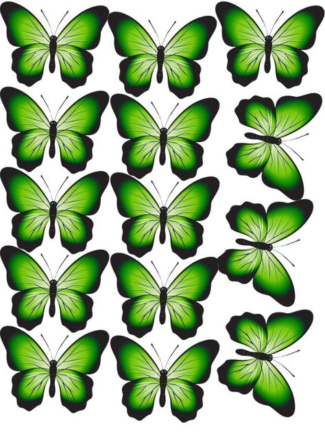 Butterfly Stickers Free Printable, Green Butterfly Printable, Satin Flowers Diy, Butterfly Cupcake Toppers, Paw Patrol Birthday Theme, Frames Design Graphic, Baby Cartoon Drawing, Butterfly Cupcakes, Frozen Sisters