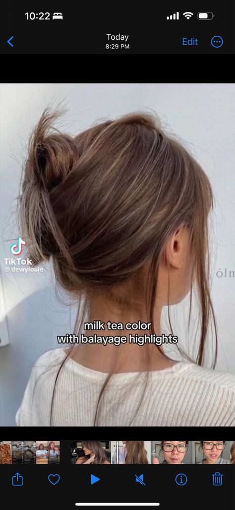 Milk Tea Hair Color With Balayage Highlights, Milk Tea Highlights, Milk Tea Hair Color Balayage, Milk Tea Balayage, Hair Color For Asian Skin, Tea Hair Color, Milk Tea Hair Color, Hair Color For Morena, Ashy Hair