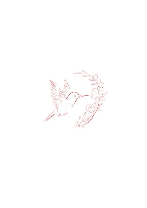 Humming Bird Tattoo Stencils, Hummingbird With Rose Tattoo, Tattoo Ideas Hummingbird, Rosemary Tattoo, Bird Outline, Tiny Tats, Tattoo Thoughts, Minimal Tattoos, Piercings Ideas