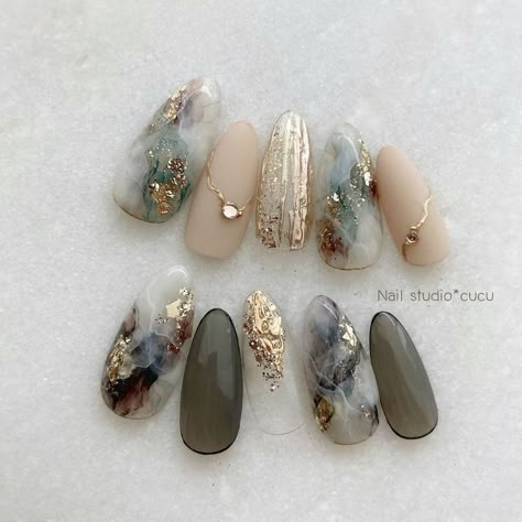 Bohemian Nails, Stone Nail Art, Fake Nails Designs, Marble Nail Designs, Art Deco Nails, Autumn Nail, Asian Nails, Gel Nail Art Designs, Beauty Nails Design