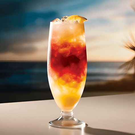 Barracuda Punch Cocktail Recipe - The Barracuda Punch is a delightful combination of sweet, sour, and fruity flavors. The tangy pineapple and orange juices are balanced by the sweetness of the grenadine, while the rum and Galliano add a warm, spicy kick. The overall taste is refreshing, tropical, and slightly exotic. Blue Hawaii Cocktail, Bramble Cocktail, Planters Punch, Rum Swizzle, Fuzzy Navel, Punch Cocktails, Beach Cocktails, Party Cocktails, Peach Puree