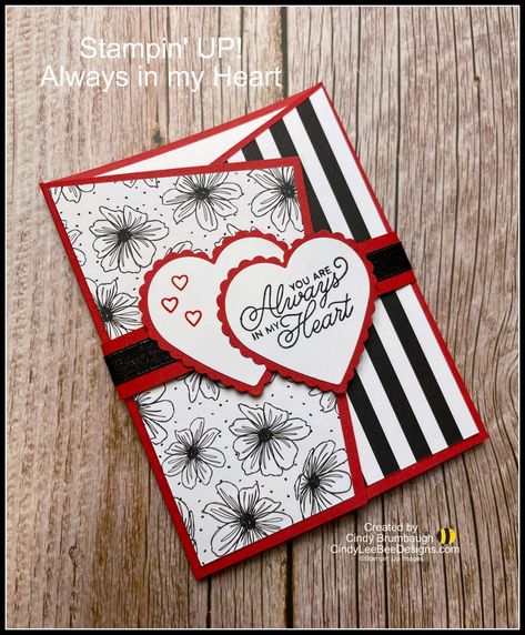 Stampin Up Valentine Fun Fold Cards, Stampin Up Many Hearts Dies Cards, Stamped Valentine Cards, Special Folds For Cards, Cards With Hearts Handmade, Trifold Cards Handmade, Stampin Up Valentine Cards For Men, Stampin Up Folded Cards, Male Valentine Cards