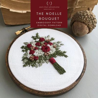 ALL Patterns + Kits - And Other Adventures Embroidery Co Embroidery Bouquet, Christmas Hand Embroidery, Bouquet Embroidery, Diy Hand Embroidery, Holiday Bouquet, Embroidery Crafts, Christmas Bouquet, Beginner Embroidery, Digital Embroidery Patterns