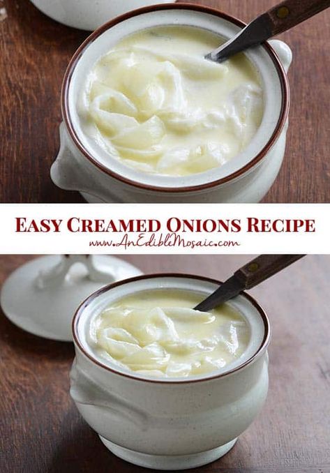 Creamed Onions Creamed Onions Recipe, Parmesan Creamed Onions, Creamed Pearl Onions Recipe, Pearl Onion Recipe, Thanksgiving Veggies, 40 Aprons, Creamed Onions, Tomatoes Recipe, Special Occasion Food