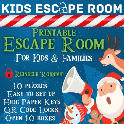 Christmas Escape Room for Kids, Escape Room for Family, Printable Escape Room, Christmas Printable Activity, Kids Christmas Party Game - Etsy Christmas Escape Room For Kids, Christmas Escape Room, Christmas Printable Activities, Printable Escape Room, Room Escape Games, Christmas Party Games For Kids, Room For Kids, Escape Room For Kids, Escape Room Puzzles