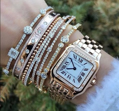 Cartier Watches Women, Dope Jewelry, Gorgeous Jewelry, Jewelry Inspo, Magpie, Watches Jewelry, Arm Candy, Bling Bling, Cute Jewelry