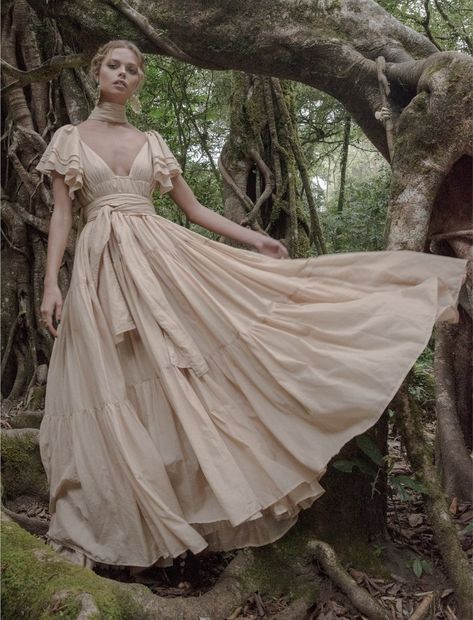 Fantasy Flowy Dress, Flowy Fantasy Clothing, Flowy Dress Reference Drawing, Balletcore Aesthetic, Rumba Dresses, Debut Photoshoot, Romantic Aesthetic, Ethereal Dress, Cotton Voile Fabric