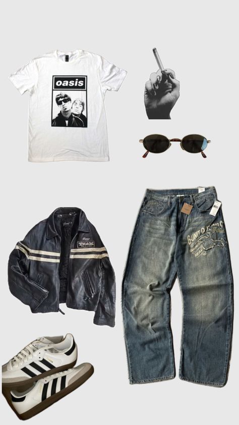 90s style baggy vintage oasis band Oasis 90s Fashion, Oasis Outfit Ideas, Oasis Outfit, Oasis Concert, Outfit Band, Oasis Style, Baggy Outfits, Oasis Clothing, Oasis Band