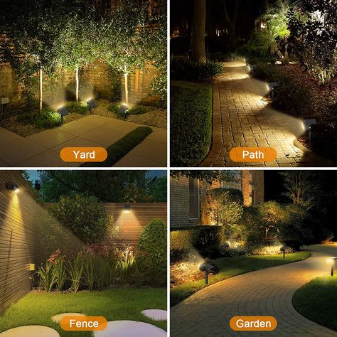 LANSOW Solar Spot Lights Outdoor, [8 Pack/57 LED] 2-in-1 Solar Landscape Spotlights, 3 Modes IP65 Waterproof Dusk to Dawn Solar Powered Flood Wall Lights... I added these to my font yard and they are excellent quality and look like a professional landscaper installed them. Flood Lights Outdoor Ideas, Sidewalk Lighting Ideas, Flood Lights On House Outdoor, Ground Lights Outdoor, Solar Tree Lights, Redo House, Front Yard Lighting, Solar Spot Lights Outdoor, Solar Tree