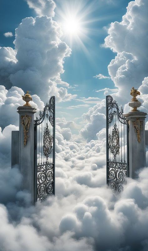 Heaven Gates Background, Heaven Pictures Backgrounds, Heaven Pictures Paradise, Heaven Background Aesthetic, Heavenly Angels Art, Gates To Heaven, Heaven Gates, Heaven Background, Gate Of Heaven