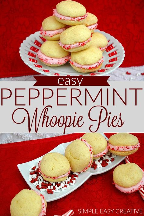 Christmas Whoopie Pies, Whoopie Pies Easy, Peppermint Whoopie Pies, Pies Easy, Cookie Mixes, Showstopper Dessert, Easy Christmas Cookies, Designer Cookies, Xmas Cookie