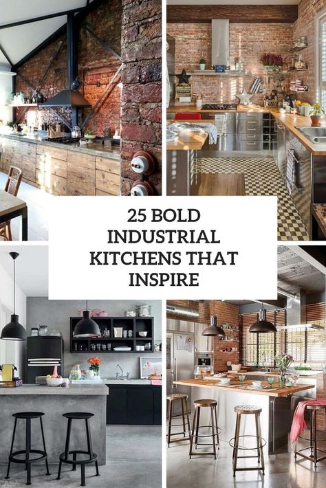 L Shaped Industrial Kitchen, Industrial Look Kitchen Inspiration, Industrial Kitchen Cabinets Ideas, Industrial Backsplash Kitchen, Industrial Kitchen Backsplash Ideas, Industrial Kitchen Backsplash, Industrial Glam Kitchen, Industrial Kitchen Cabinets, Small Industrial Kitchen