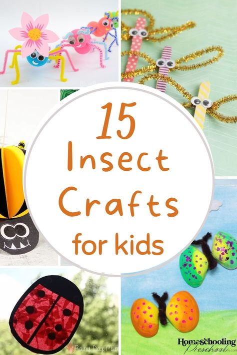 Insect Crafts for Kids - Homeschooling Preschool Prek Insect Crafts, Insect Art For Preschool, Insect Creative Curriculum, Insect Art Preschool Bug Crafts, Insect Preschool Art, Insect Art And Craft For Preschool, Insect Craft Preschool, Praying Mantis Craft Preschool, Insect Lesson Plans For Preschool