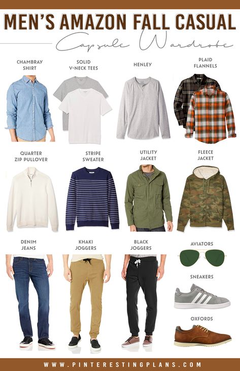 Mens Winter Capsule Wardrobe 2022, Men’s Casual Wardrobe, Male Wardrobe Ideas, Fall Family Photo Outfits Men, Mens Casual Outfits Fall Over 50, Mens Capsule Wardrobe Fall 2022, Mens Fashion Staples, Men Capsule Wardrobe Casual, Mens Fall Wardrobe