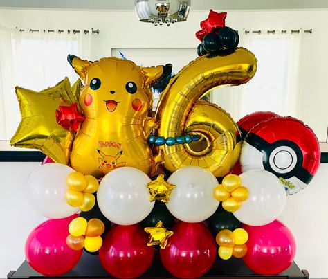 Pikachu Balloon Bouquet, Pokemon Birthday Balloons, Pokemon Balloon Bouquet, Pikachu Balloon, Birthday Pikachu, Pokemon Balloons, Pokemon Party Decorations, Pikachu Birthday, Pokémon Birthday