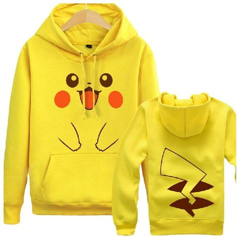 Lovely Pokemon Pikachu cartoon printed Hoodie plus velvet Sweatshirt... ❤ liked on Polyvore featuring comic book Pikachu Cartoon, Ninja Outfit, Pokemon Clothes, Nerdy Outfits, Velvet Sweatshirt, Pokemon Cosplay, Stylish Hoodies, Cartoon Sweatshirts, Yellow Hoodie