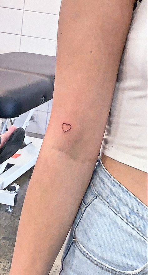 Inner Arm Heart Tattoo, Tiny Love Heart Tattoo, Heart Tattoo Inner Arm, Forearm Heart Tattoo, Heart Tattoo Forearm, Heart Arm Tattoo, Small Heart Tattoo, Heart Outline Tattoo, Love Heart Tattoo