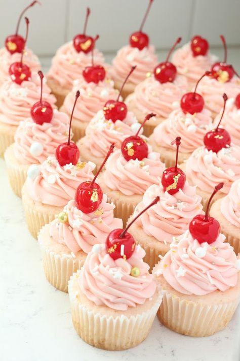 Cherry Almond Cupcakes - Baking with Blondie Cherry Almond Cupcakes, Limeade Pie, Cherry Cupcakes Recipes, Baking With Blondie, Cherry Turnovers, Cherry Frosting, Cherry Pie Bars, Cherry Brownies, Almond Cupcakes