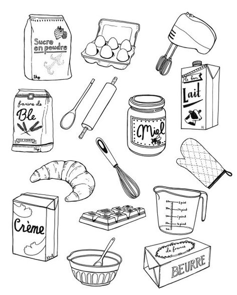 Scrapbook Recipe Book, Recipe Design, Black White Illustration, Recipe Book Design, Recipe Book Diy, Recipe Drawing, Food Doodles, Art Templates, Food Illustration Art