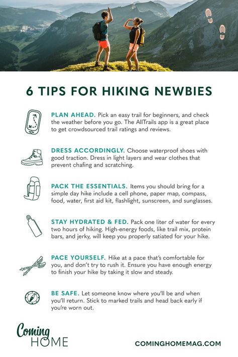 6 hiking tips for newbies Health Relationships, Take A Hike, Hiking Tips, Cardiovascular Health, Hiking Trip, The Trail, Take A, Improve Yourself, Hiking