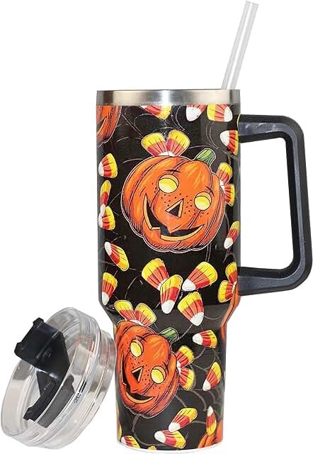 Personalized 40oz Halloweeen Tumbler with Handle Spooky Pumpkin,Halloween 40 oz Stainless Steel Tumbler Cups,Spooky Season Insulated Travel Coffee Mug, Halloween Tumbler Cup With Lid and Straw Spooky Tumbler, Witch Coffee, Pumpkin Cups, Halloween Cups, Hiking Essentials, Halloween Tumbler, Horror Halloween, Cup With Lid, Spooky Pumpkin