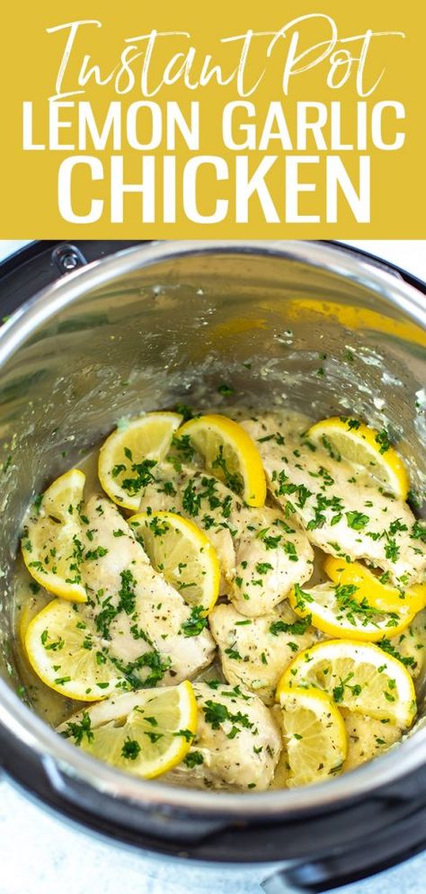 Instant Pot Lemon Garlic Chicken, Instant Pot Lemon Chicken, Savoury Tart, College Snacks, Chicken With Garlic, Pinterest Food, Healty Dinner, Garlic Recipe, Chicken Dishes Easy