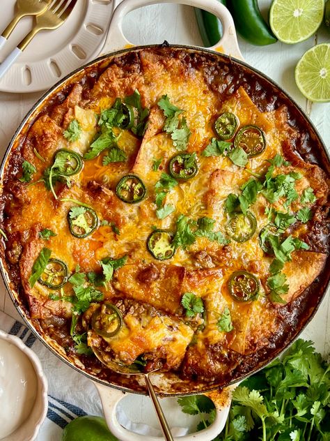 Easy Weekday Skillet Beef Enchiladas – A Sutherland Belle Skillet Beef Enchiladas, Skillet Enchiladas, Outstretched Hand, Middle Daughter, Societal Norms, Tacos And Burritos, Three Girls, Beef Enchiladas, Skillet Meals