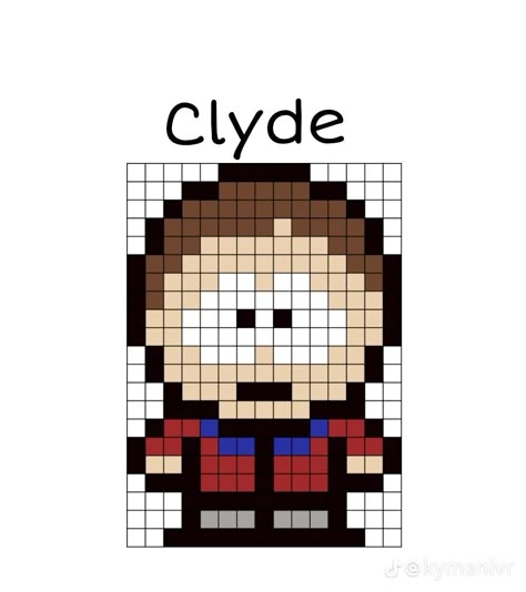 South Park Pixel Art Grid, Southpark Pixel Art, South Park Perler Bead Patterns, South Park Perler Beads, South Park Perler, Clyde South Park, Hama Art, Shout Park, Bead Templates