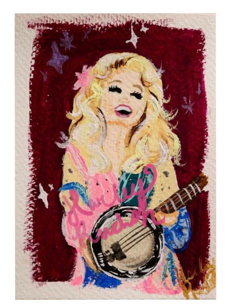 Banjo Painting, Dolly Parton Birthday, Dolly Parton Quotes, Colors Painting, Coat Of Many Colors, Art Prompts, Dolly Parton, Illustration Inspiration, Gouache Painting