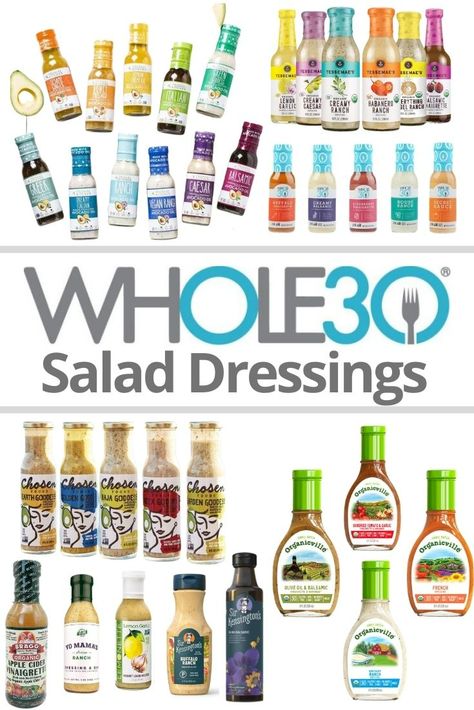 Are you wondering what salad dressings are Whole30 compliant or Whole30 approved? This is the ultimate list of Whole30 Approved and Whole30 Compatible salad dressing brands, complete with where to buy each one. Whole 30 Salad, Whole30 Salad Dressing, Whole 30 Sauces, Whole Thirty, Whole 30 Approved Foods, Whole 30 Salads, Whole30 Salad, Paleo Salad Dressing, The Whole 30