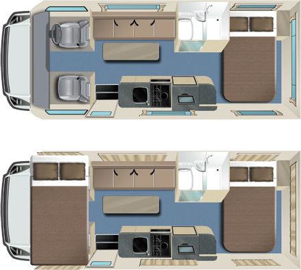 Van Conversion Plans, Travel Trailer Living, Rv Floor Plans, Bus Living, Kombi Home, Bus House, Caravan Interior, Rv Homes, Campervan Life