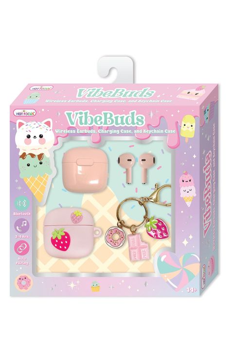 Keep your kid grooving to their favorite tunes wherever they go with these sweet wireless earbuds complete with a convenient charging case. Warning: Choking hazard. Small parts. Not for children under 3 years Ages 14 and up Includes earbuds, charging case and keychain Compatible with most Bluetooth® enabled devices 2-3 hour battery life Plastic/silicone Imported Toys For 9 Year Girl, Toys For 8 Year Girl, Cool Toys For Teens, Cute Stuff To Buy, Cute Toys For Kids, Love Beats, Beats Earbuds, Girly Christmas Gifts, Christmas Presents For Kids