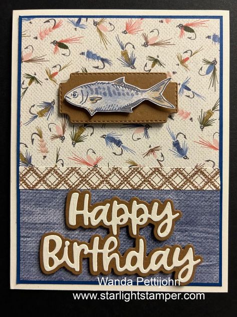 Masculine Cards Handmade, Fishing Birthday Cards, Cheerful Daisies, Stampin Up Birthday Cards, Nautical Cards, Fishing Cards, Masculine Birthday Cards, Hand Made Greeting Cards, Birthday Cards For Men