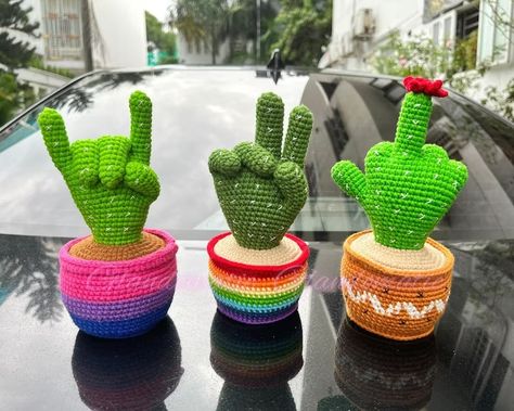 Cactus Hand Crochet LGBT Pride Amigurumi Cactus Cactus Pot - Etsy Pride Amigurumi, Victory Sign, Pride Diy, Crochet Cactus, Cactus Pot, Crochet Plant, Crochet Gift, Fun Crochet Projects, Crochet Flower Patterns