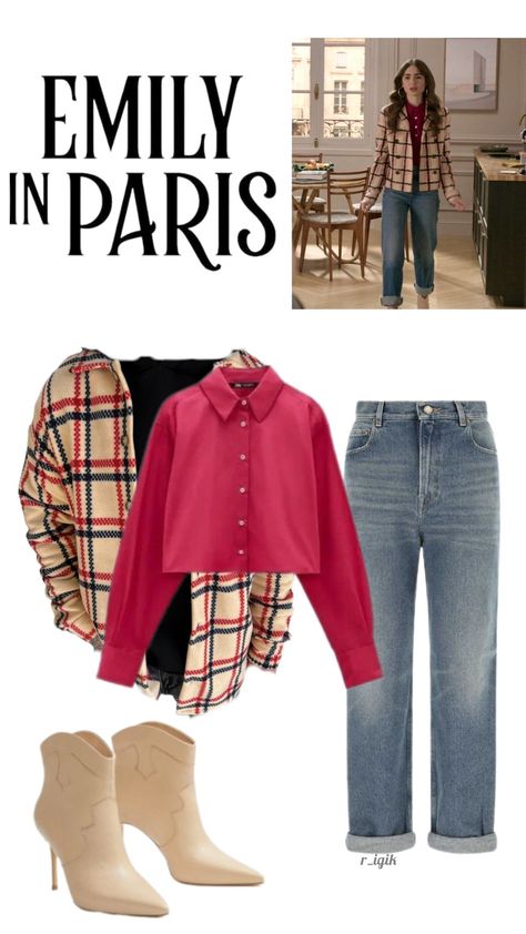 Emily Paris Outfits, Emily In Paris Winter Outfits, Fall Outfits2023, Emily In Paris Outfits Inspiration, Paris Fashion Outfits, Red Blouse Outfit, Emily In Paris Inspired Outfits, Paris Winter Outfits, Emily In Paris Fashion