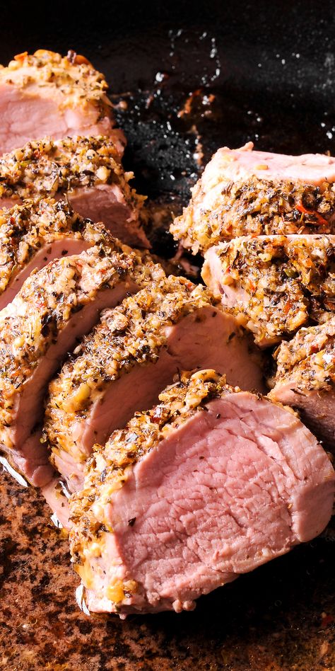 Herb Crusted Pork Tenderloin, Steak Oven, Crusted Pork Tenderloin, Oven Roasted Pork Tenderloin, Garlic Pork Tenderloin, Baked Pork Tenderloin, Pork Roast In Oven, Roasted Pork Tenderloins, Pork Loin Recipes